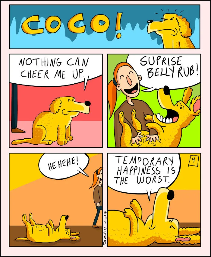 17 Hilariously Pessimistic Comics About Coco The Jolly Dog That Every Pessimist Will Relate To