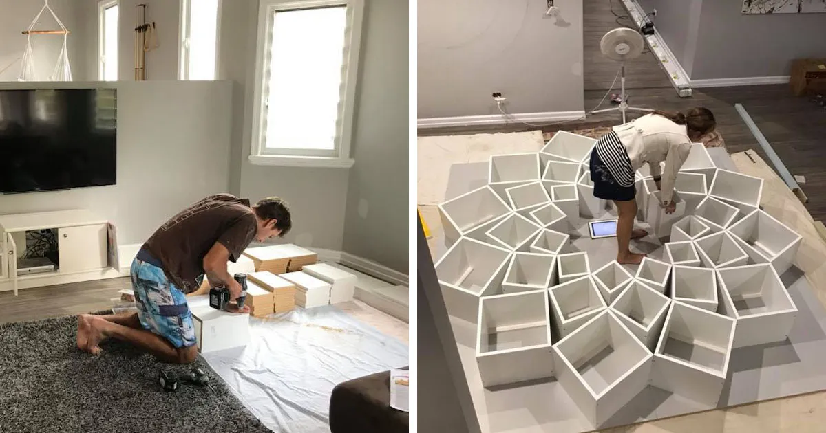 Esta pareja vio en internet el diseño para una estantería casera, pero no imaginaban que les saldría tan bien