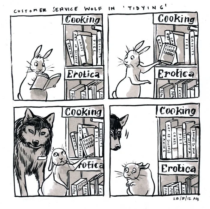 Customer Service Wolf In "Tidying'