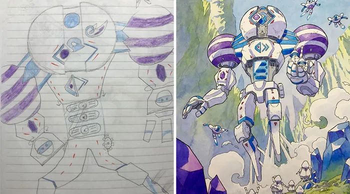 Este padre convierte los dibujos de sus hijos en increíbles personajes de anime (4ª parte)