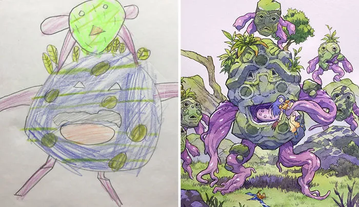 Este padre convierte los dibujos de sus hijos en increíbles personajes de anime (4ª parte)