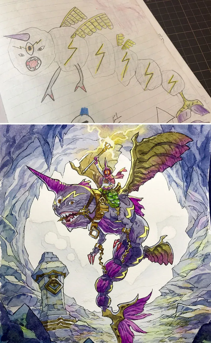 Este padre convierte los dibujos de sus hijos en increíbles personajes de anime (4ª parte)
