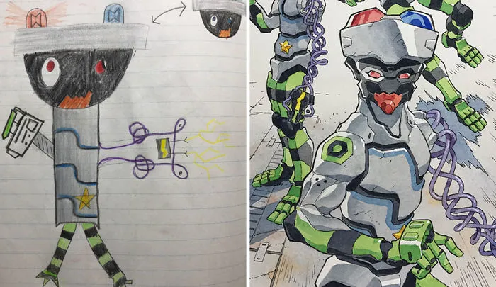 Este padre convierte los dibujos de sus hijos en increíbles personajes de anime (4ª parte)
