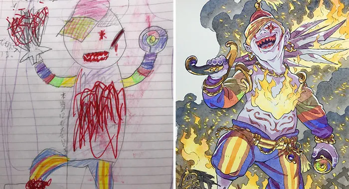 Este padre convierte los dibujos de sus hijos en increíbles personajes de anime (4ª parte)