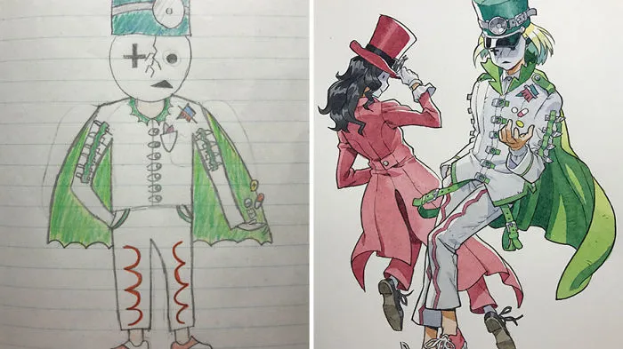 Este padre convierte los dibujos de sus hijos en increíbles personajes de anime (4ª parte)