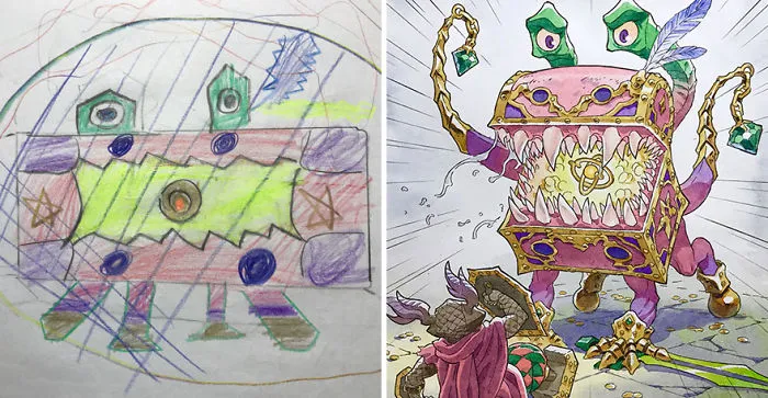Este padre convierte los dibujos de sus hijos en increíbles personajes de anime (4ª parte)
