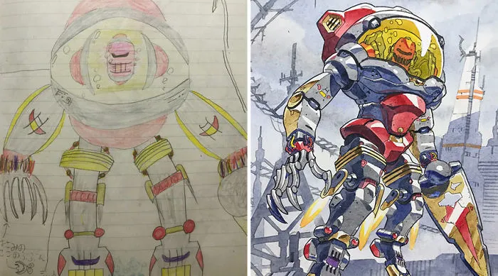 Este padre convierte los dibujos de sus hijos en increíbles personajes de anime (4ª parte)