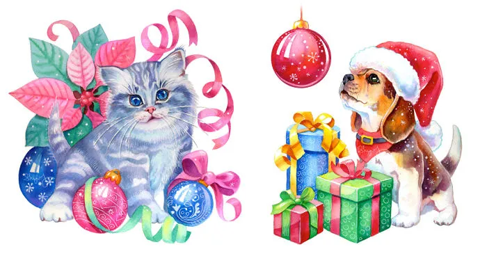 My Watercolor Pets Capture The Spirit Of Christmas