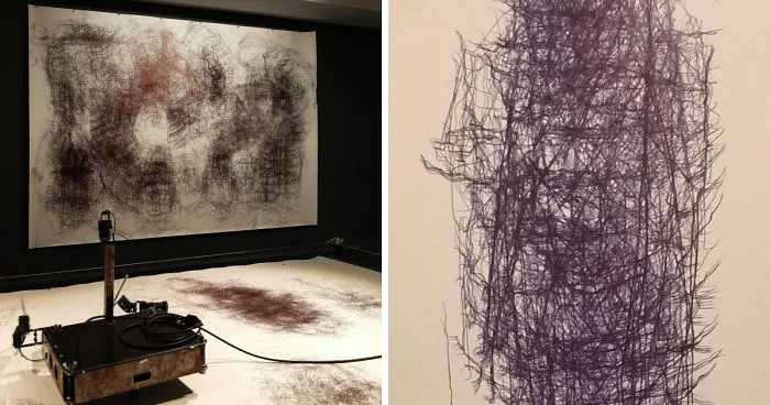 In This Exhibition In London My Robots Have Been Making Some Drawings Responding To The Visitors' Presence And The Gallery's Environment