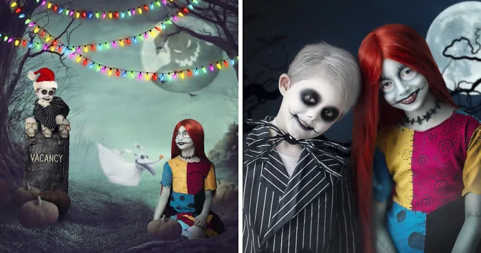 Two Creative Moms Turn Their Kids Into Jack And Sally From The Nightmare Before Christmas