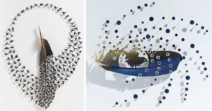 I Use Eye Surgery Scissors And Scalpels To Carve Feathers Into Intricate Art (New Pics)