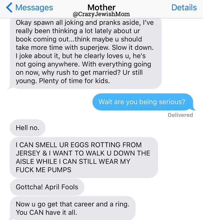 Daughter Posts Brutally Honest Texts That She Receives From Her Crazy Jewish Mother, And It's Hilarious