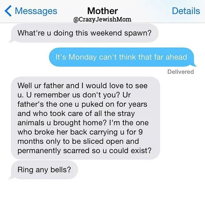 Daughter Posts Brutally Honest Texts That She Receives From Her Crazy Jewish Mother, And It's Hilarious