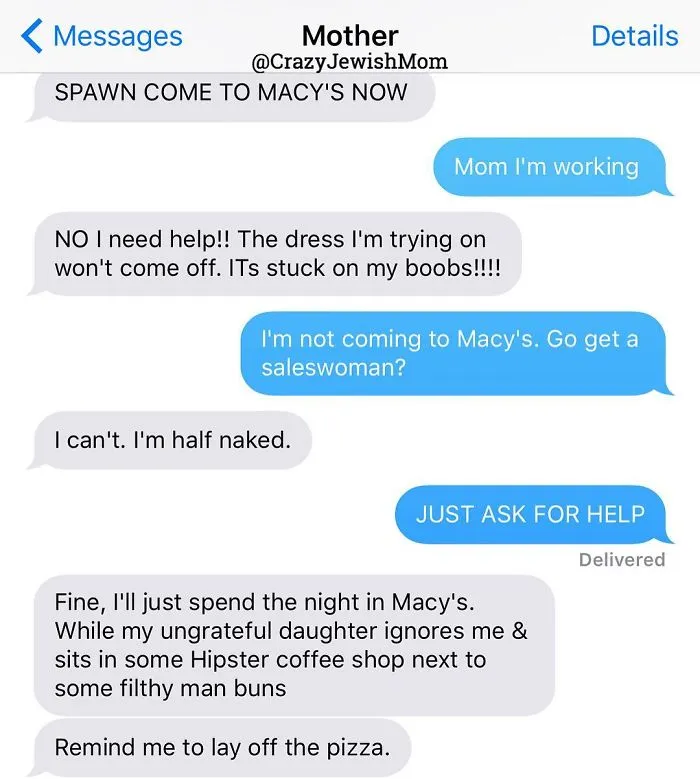 Daughter Posts Brutally Honest Texts That She Receives From Her Crazy Jewish Mother, And It's Hilarious