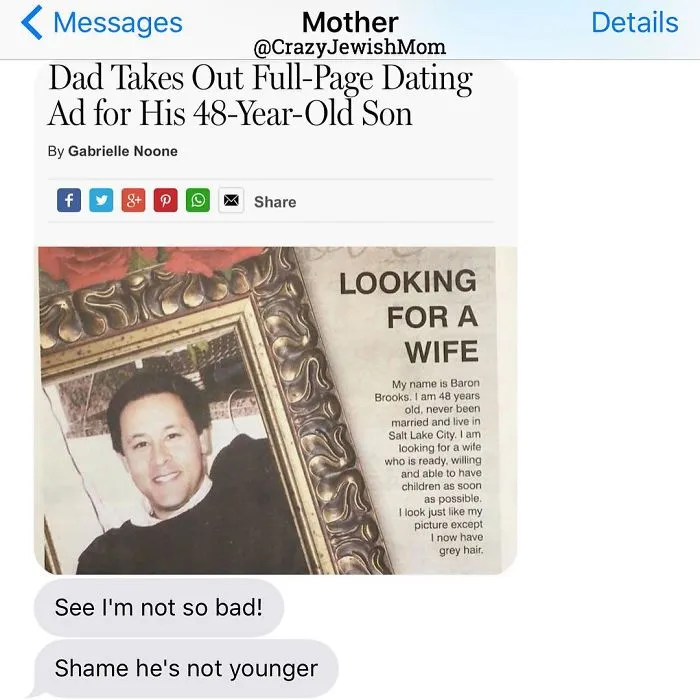 Daughter Posts Brutally Honest Texts That She Receives From Her Crazy Jewish Mother, And It's Hilarious