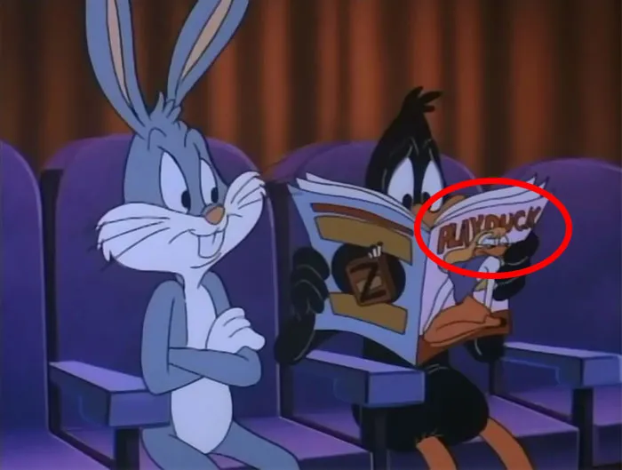 El pato Lucas leyendo la versión de Playboy para patos