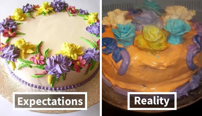 My First Attempt At Decorating A Nice Birthday Cake. (I Apologized Profusely To My Mom As I Gave It To Her.)
