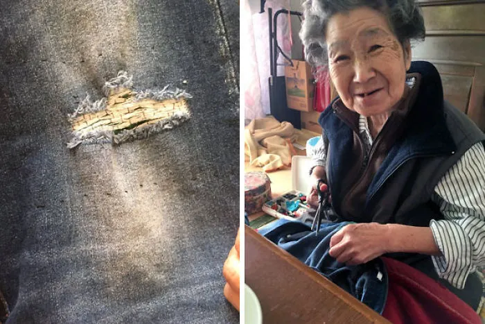 Came Back From Work And Found Out Grandma Patched Up My Distressed Jeans. I Can't Stop Laughing, Lol