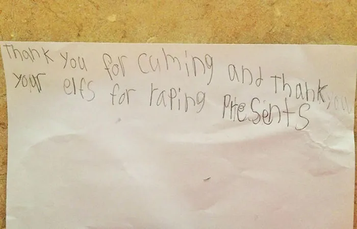 Little Brother Wrote Santa A Thank-You Card