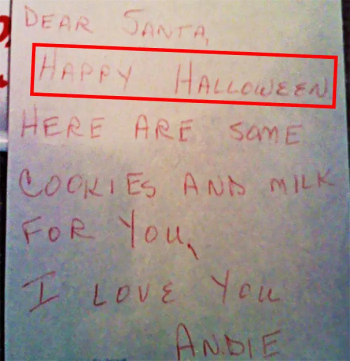 I Was Almost 3 Years Old, Had My Grandma Write It, And Didn’t Quite Know My Holidays Yet