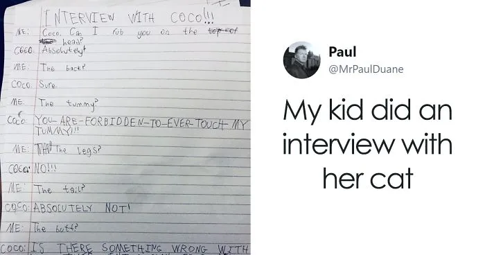Little Girl Did An Interview With Her Cat And Someone Suggested It Should Be Illustrated, So We Did