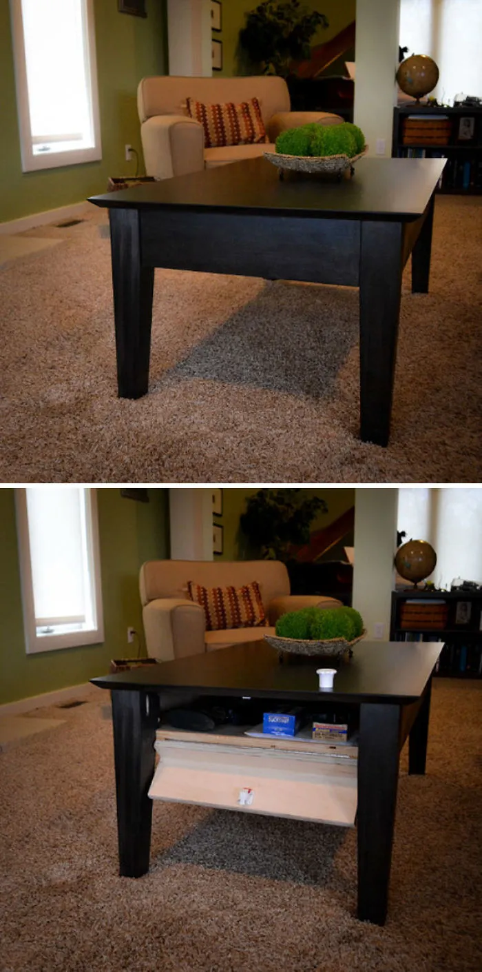 Compartimento secreto en una mesa