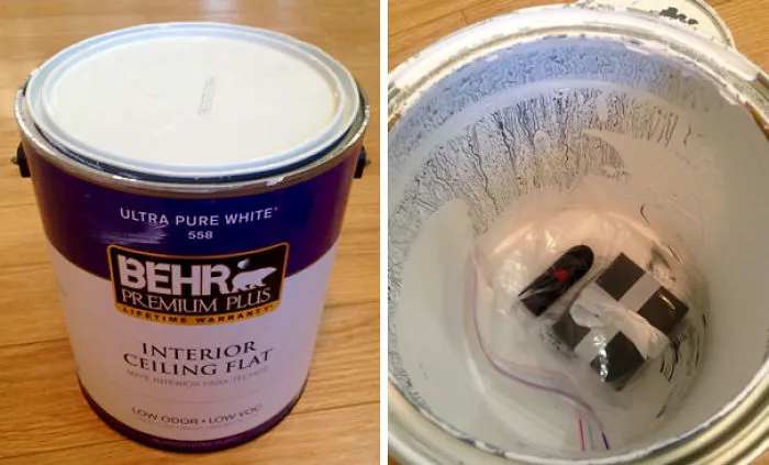 En un cubo vacío de pintura