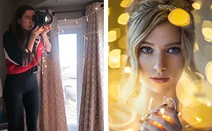 Photographer Reveals How To Take Stunning Portraits With Christmas Lights In Ordinary Bedroom, And Results Will Amaze You