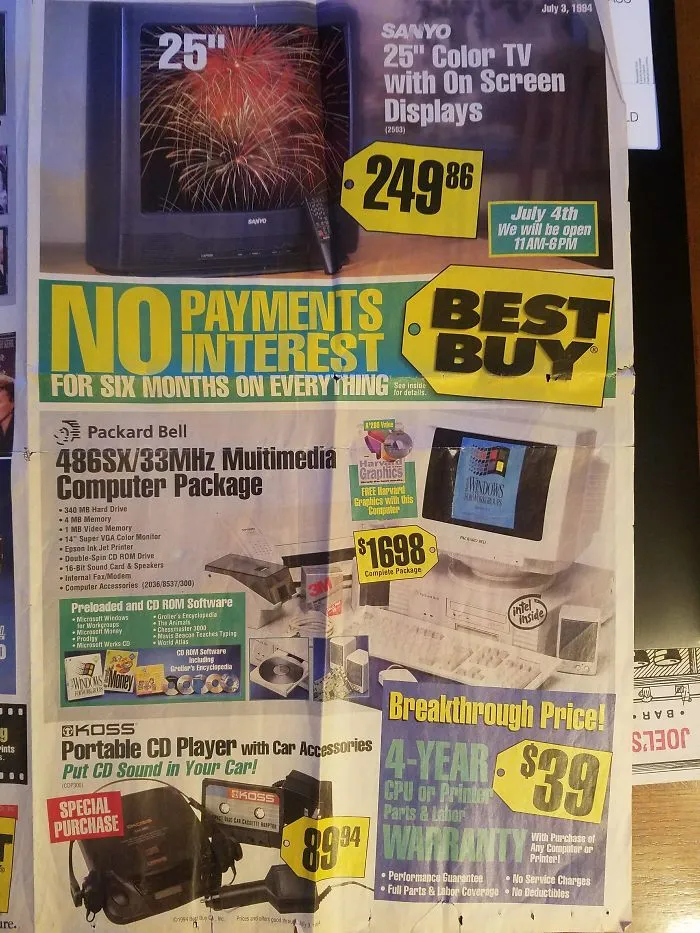 Best Buy Flyer From 1994 Shows The Hottest Technology From Days Gone By, And It's Hilarious Now