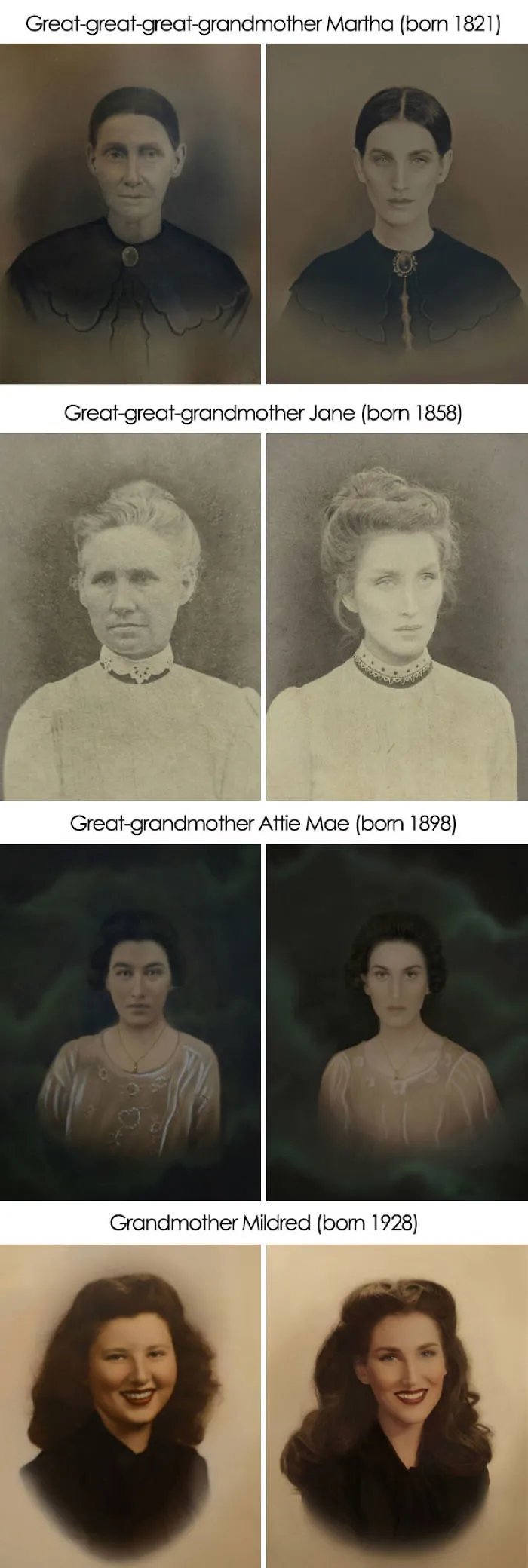 I’ve Recreated The Old Photos Of My Ancestors Going Back 200 Years