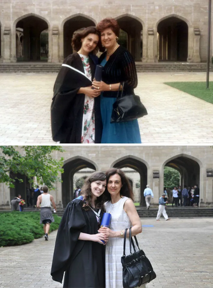Mi madre y mi abuela en 1977, mi madre y yo en 2012
