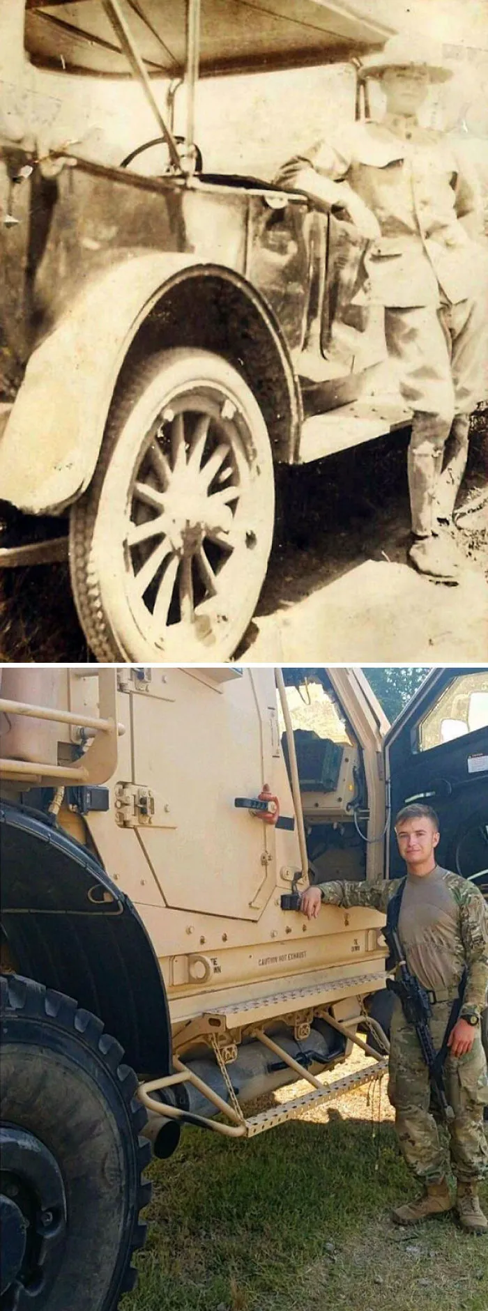 Mi bisabuelo y yo realizando la instrucción en el mismo sitio, con 100 años de diferencia. La 1ª se hizo en 1917
