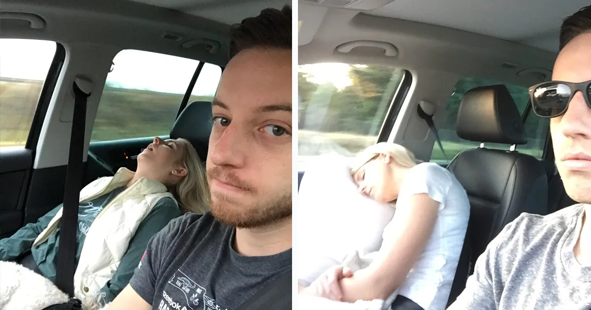 Este marido recopila las fotos de todos los divertidos viajes por carretera que hace con su esposa, y el resultado es graciosísimo