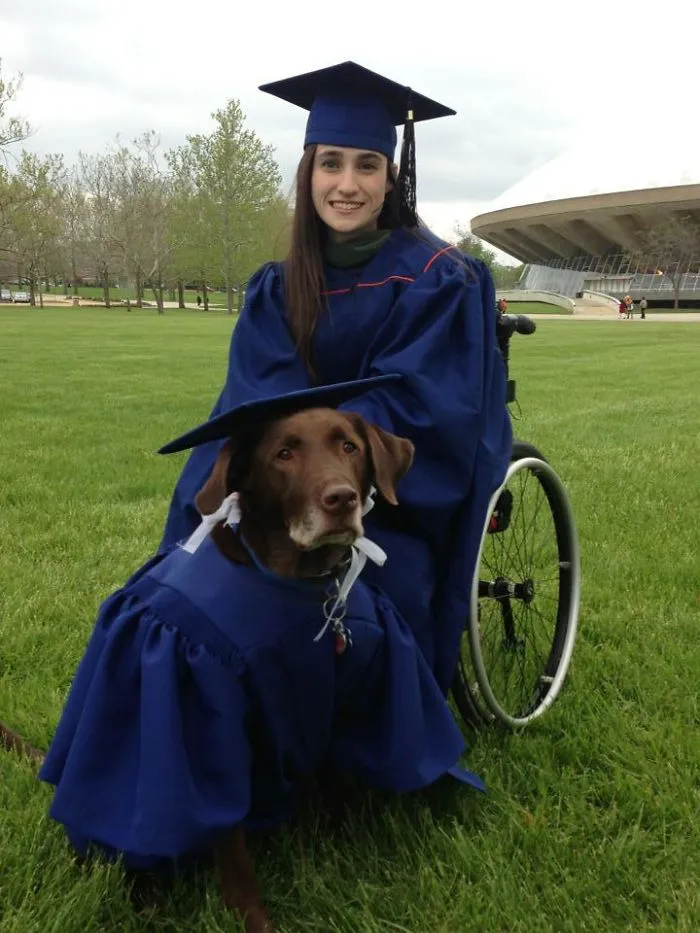 La universidad de Illinois le dio un título honorario a este perro que fue a todas las clases de su dueña