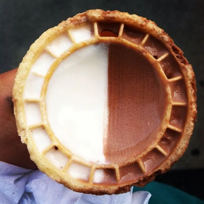 My Friend's Mixed Ice Cream Had A Perfect Split
