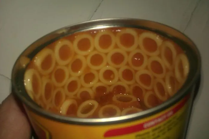 My Spaghetti Hoops Arranged Themselves Perfectly Around The Outside Of The Can