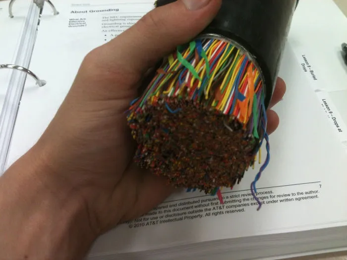 For Those Wondering What Telephone Wire Looks Like. This Is A Small Bundle Of About 100 Pair Of 26 Gauge Wire. I've Seen As High As 1200 Pair Bundles