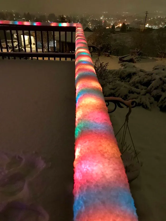 Fresh Snow Over Christmas Lights