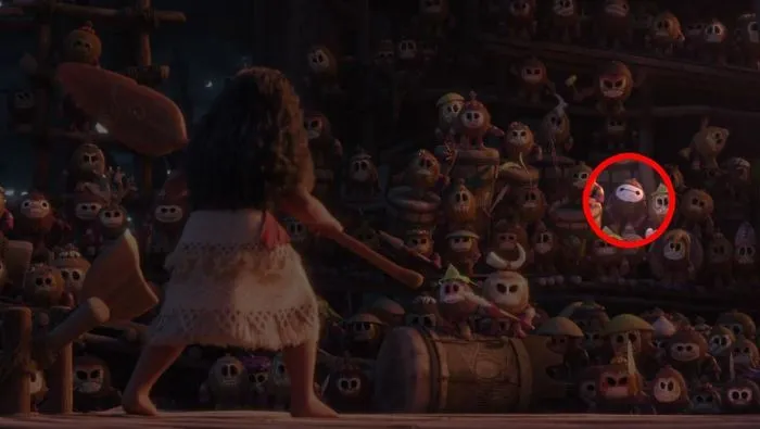 Uno de los kakamora en la película de Moana / Vaiana está pintado como Baymax