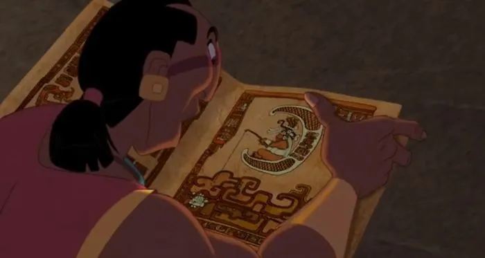 En La ruta hacia El Dorado, se ve al chamán mirando el libro de hechizos y hay una versión del logo de Dreamworks