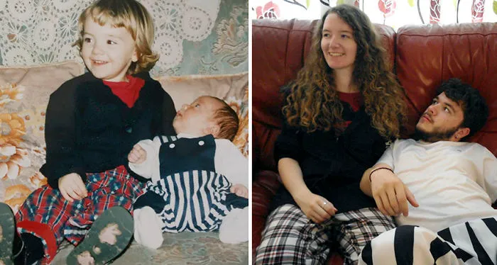 My Brother And I Recreated Our Childhood Photos For Our Parents' 30th Anniversary
