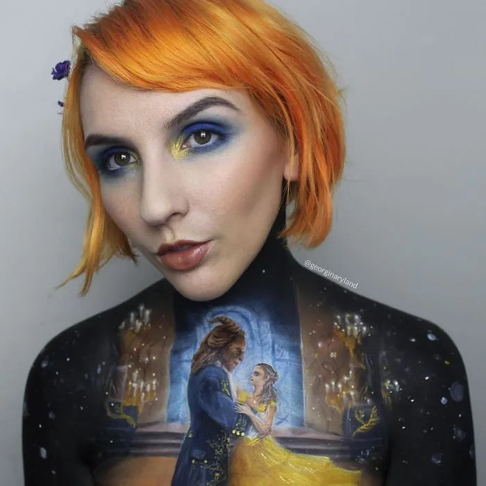 Makeup Artist Creates Incredible Drawings Using Her Own Body As Canvas