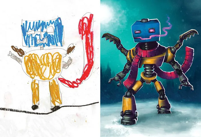 What Happens When Professional Artists Recreate Kids' Monster Doodles In Their Own Unique Style