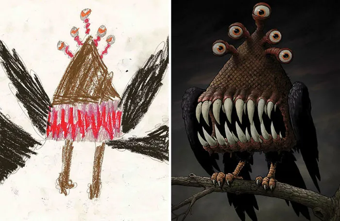 What Happens When Professional Artists Recreate Kids' Monster Doodles In Their Own Unique Style