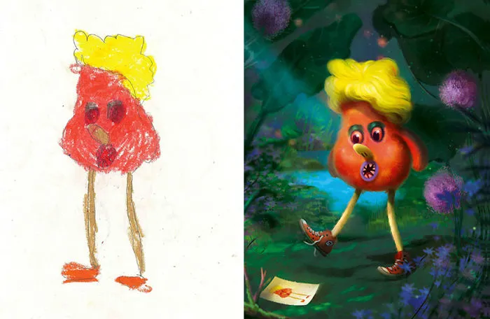 What Happens When Professional Artists Recreate Kids' Monster Doodles In Their Own Unique Style