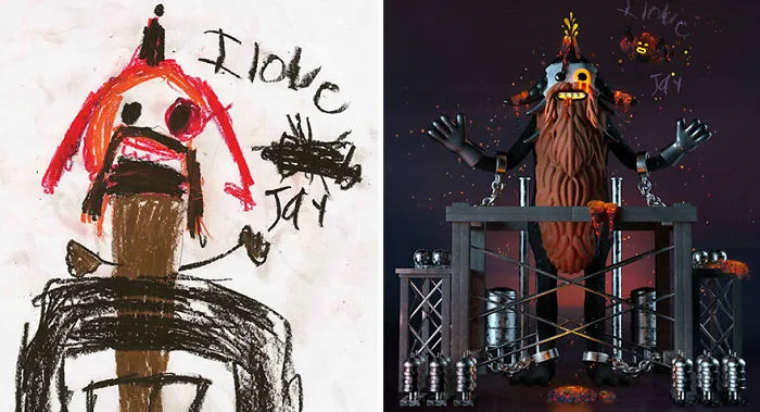 What Happens When Professional Artists Recreate Kids' Monster Doodles In Their Own Unique Style