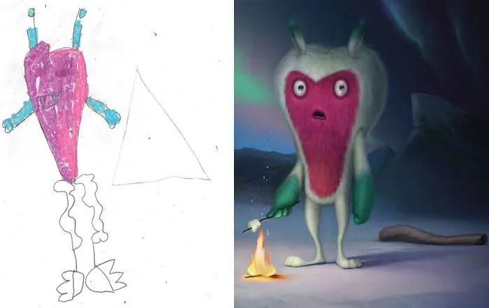 What Happens When Professional Artists Recreate Kids' Monster Doodles In Their Own Unique Style