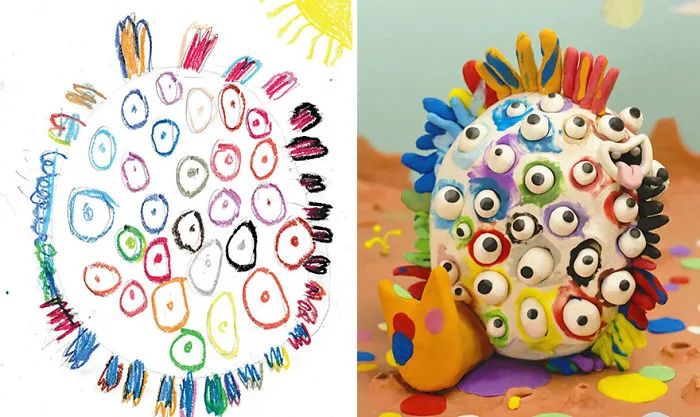 What Happens When Professional Artists Recreate Kids' Monster Doodles In Their Own Unique Style