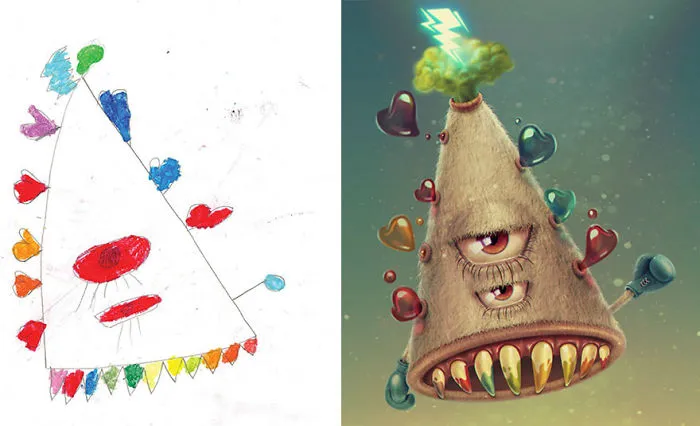 What Happens When Professional Artists Recreate Kids' Monster Doodles In Their Own Unique Style