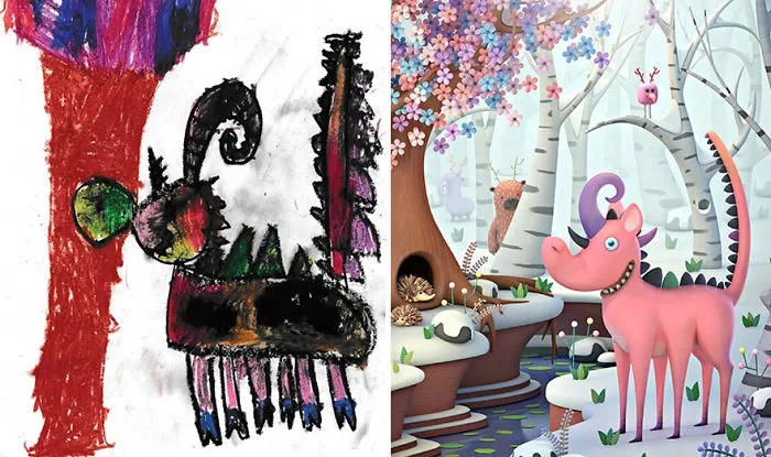 What Happens When Professional Artists Recreate Kids' Monster Doodles In Their Own Unique Style